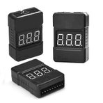tesha LiPo Pil Kontrol Cihazı - RC 1-8S Pil Test Cihazı Monitörü - Düşük Voltaj Sesli Alarm - LED Göstergeli - Lipo Life LiMn Li-ion Pil için (3 Paket)