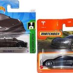 Tesla 2 Araç Set - Hot Wheels Tesla Model Y (Siyah) & Matchbox Tesla Roadster (Mat Siyah) (1:64)