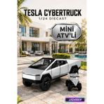 Tesla Cybertruck Mini ATV'li 1/24 Ölçek Diecast Metal Model Araba Koleksiyonluk