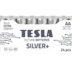 Tesla Silver AA Alkalin Pil, 1,5V LR6,MN1500 Kalem Pil,Uzun Ömürlü,Maximum Power Teknolojisi,Kumanda,Oyuncak,El Feneri (24, AA)