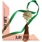 Teslim Taşı Kolye – 12 Imam Sembolü – Alevilik & Bektaşilik – Doğal Taş El Yapımı Imam Kolyesi - Yeşil Püsküllü - Bej - 3,81 cm