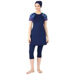 Tesmay Hızlı Kuruyan Kumaş Yarım Kollu Taytlı Mayo 446 - 5XL - Koyu Lacivert