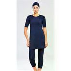 TESMAY TYC00546269422 Yarım Kollu,taytlı Havuz Mayo Normal Beden-Büyük Beden Koyu Lacivert Garson Boy