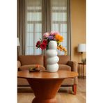 Tesori Tessilli Dekoratif Modern Beyaz Seramik Dalga Formlu Vazo Şık Tasarım Masa Üstü İçin 17x8 cm