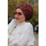 tessetür Bone diyarı Kırmızı Leopar Desenli Çapraz Bone