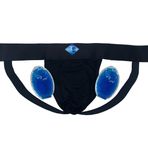 Test-Eeze Buz Paketleri ile Vazektomi Jockstrap, Siyah, L