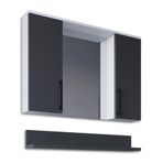 Teta Home Eko 80 cm Antrasit Beyaz MDF Aynalı Banyo Üst Dolabı