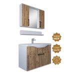 Teta Home Eko 80 cm Atlantik Çam-Beyaz MDF Banyo Dolabı Seti