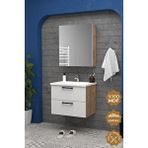 Teta Home Havana 65 cm Mdf Gövde Membran Kapak Meşe Banyo Dolabı Seti