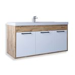 Teta Home Lizbon Atlantik Çam Beyaz 100 cm MDF Banyo Lavabolu Alt Dolap