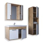 Teta Home Lizbon Atlantik Çam Beyaz 80 cm Mdf Banyo Dolabı Seti ve Boy Dolabı