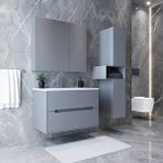 Teta Home Madrid Sis Gri 65 cm MDF Banyo Dolabı Seti ve Boy Dolabı
