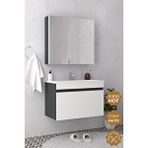 Teta Home Mersin 80 cm Mdf Antrasit Banyo Dolabı Seti