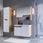 Teta Home Napoli 65 Cm Mdf Banyo Dolabı Seti + Boy Dolabı - Parlak Beyaz - Atlantik Çam