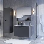 Teta Home Napoli 80 cm MDF Antrasit Banyo Dolabı Seti + Boy Dolabı