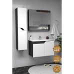 Teta Home Napoli 80 cm MDF Banyo Dolabı Seti Yavaş Kapanan Kapaklı Antrasit Beyaz Tasarım - Antrasit - Beyaz