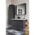 Teta Home Tokyo 100 Cm Mdf Banyo Dolabı Seti + Boy Dolabı Antrasit