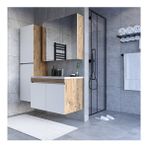 Teta Home Tokyo 80 cm Atlantik Çam - Beyaz Mdf Banyo Dolabı Seti +Boy Dolabı
