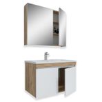 Teta Home Tokyo 80 cm Beyaz MDF Atlantik Çam Banyo Dolabı Seti