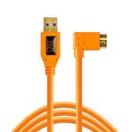 Tether Tools TetherPro USB 3.0 to Micro-B Right Angle - Bağlantı Kablosu 15' (4.6m), High-Visibility DSLR Kamera, Turuncu