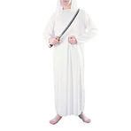 TETHY İslam erkek giyim uzun kollu düz renk yuvarlak boyun etnik giysiler suudi arap kaftan Abaya uzun elbise etnik giyim, beyaz, 4XL