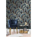 Tetik Bien Exclusive Tropical Yapraklı Duvar Kağıdı 5323, Lacıvert, 100 X 110