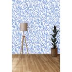Tetik Yaprak Desenli Duvar Kağıdı, Mavi, 53 X 1000