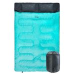 TETON Sports Cascade çift kişilik uyku tulumu; aile kampı için hafif, sıcak ve rahat, mavi yeşil, 221 x 152,4 cm