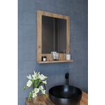 TETTO ELAGANTE Safir Banyo Aynası, DİK Dresuar,60x45 Atlantik Çam Raflı Banyo Aynası