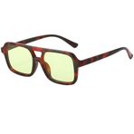Teumire Retro kare havacı güneş gözlüğü kadın erkek klasik 70s Vintage moda dikdörtgen güneş gözlüğü tonları UV 400, A09 Kaplumbağa Çerçevesi/Yeşil Lens, Medium