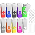 TEWENE USB Stick 256MB 10 adet set, USB bellek çubuğu, yüksek hızlı USB 2.0 çok renkli döner bellek.