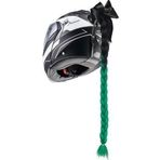 Tex Kask Süsü 5 Motosiklet Bisiklet Ve Kayak Kask Süsü Kalın Örgü At Kuyruğu Saç Yeşil Beyaz