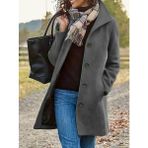 Tex Nova Kadın Uzun Kollu Dik Yakalı Önden Düğmeli Kısa Kaşe Kaban - Gri - 2XL - 3XL