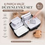 Tex Republic 6'lı Valiz Düzenleyici Set - Çok Amaçlı Düzenleyici Çizgili - Gri - Beyaz - 3 Adet