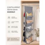 Tex Republic Alas Çanta Düzenleyici-Çanta Askılığı-10 Gözlü Dolap Içi ,kapı Arkası Düzenleyici (37*125 Cm) - Gri - 1 Adet - 37 x 125 cm