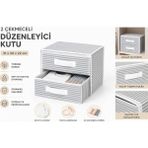 Tex Republic Alas Çekmeceli Düzenleyici Organizer- Yeni Sezon Nano Teknoloji Kumaş - Gri - 1 Adet - 2 Çekmece
