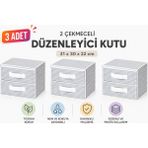 Tex Republic Alas Çekmeceli Düzenleyici Organizer- Yeni Sezon Nano Teknoloji Kumaş - Gri - 2 Adet - 3 Çekmece