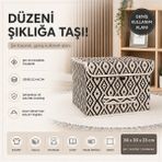 Tex Republic Bohe Çok Amaçlı Kapaklı Kutu-Dolap Raf Düzenleyici- Dekoratif Saklama Kutusu (30X30X23CM) - Bej - 1 Adet