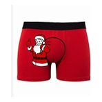 Texkid Yılbaşı Noel Baba Çuvalı Baskılı Kırmızı Erkek Man Boxer 2XL Özel Desenli Rahat Paça
