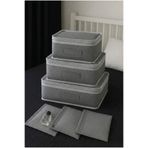 Textia Home 6'lı Valiz Düzenleyici Bavul Içi Organizer Set Seyahat Hurcu Gri Puantiyeli