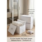 Textile sweet 3'Lü Set Sandık Tipi Yastık Yorgan Saklama Hurcu 75x45x45