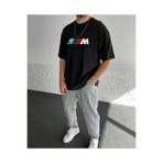TEXTURA Yeni Sezon Erkek - Kadın Oversize BMW Baskılı Siyah T-shirt