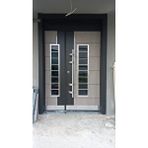 Tezdoor Camlı Apartman Giriş Kapısı Ahşap Desenli