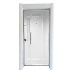 Tezdoor Sac Kasa, Tırnaklı Çelik Kapı, Daire Kapısı, Çelik Kapı, Ahşap Desenli Çelik Kapı Sol Açılım Beyaz