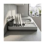 Tezgah Üstü Bulaşık Kurutmalık, Çok Bölmeli Tabak ve Bardak Düzenleyici, Kaşıklıklı Mutfak Organizer 42 cm - Option-1