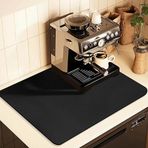 Tezgah Üstü Kahve Matı, Kahve Makinesi Espresso Makinesinin Altına Uygun Kahve Barı Aksesuarları, Tezgah Üstü Emici Gizlenmiş Leke Kauçuk Paspas, Mutfak Tezgahı için Bulaşık Kurutma Matı (Siyah, 30,48