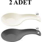 Tezgah Üstü Kirli Kaşıklık & Kepçe Altlığı Kaşıklık Altlığı 23 cm 2 Adet Krem Antrasit