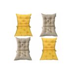 TEZKOTEKSTİL 4lü Kombin Arkalıklı Pofidik Kare Sandalye Minderi 40 X 85 cm Sarı Bej