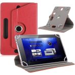 TezMax Chuwi HI10 x Tablet 10.1" Dönerli Standlı Deri Tablet Kılıfı - Ekran Koruyucu - Kırmızı