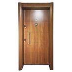 Tezwood Çelik Kapı, Ahşap Desenli Çelik Kapı, Eskitme Kasa Çelik Kapı Sağ Açılım Kahverengi